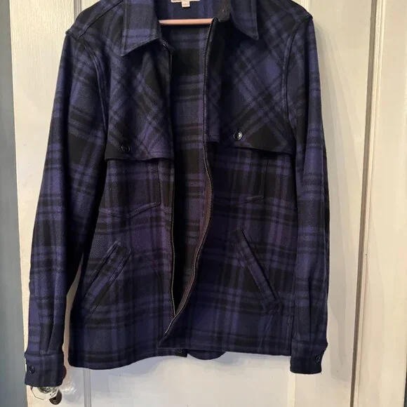 Wallace and Barnes from J. Crew zip-front wool workshirt * Medium * Navy/Black - Picture 4 of 6